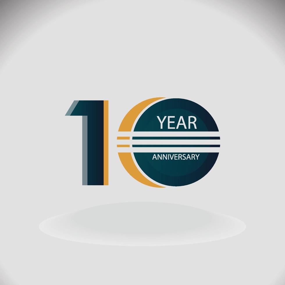 Ilustración de diseño de plantilla de vector de color azul de celebración de aniversario de 10 años