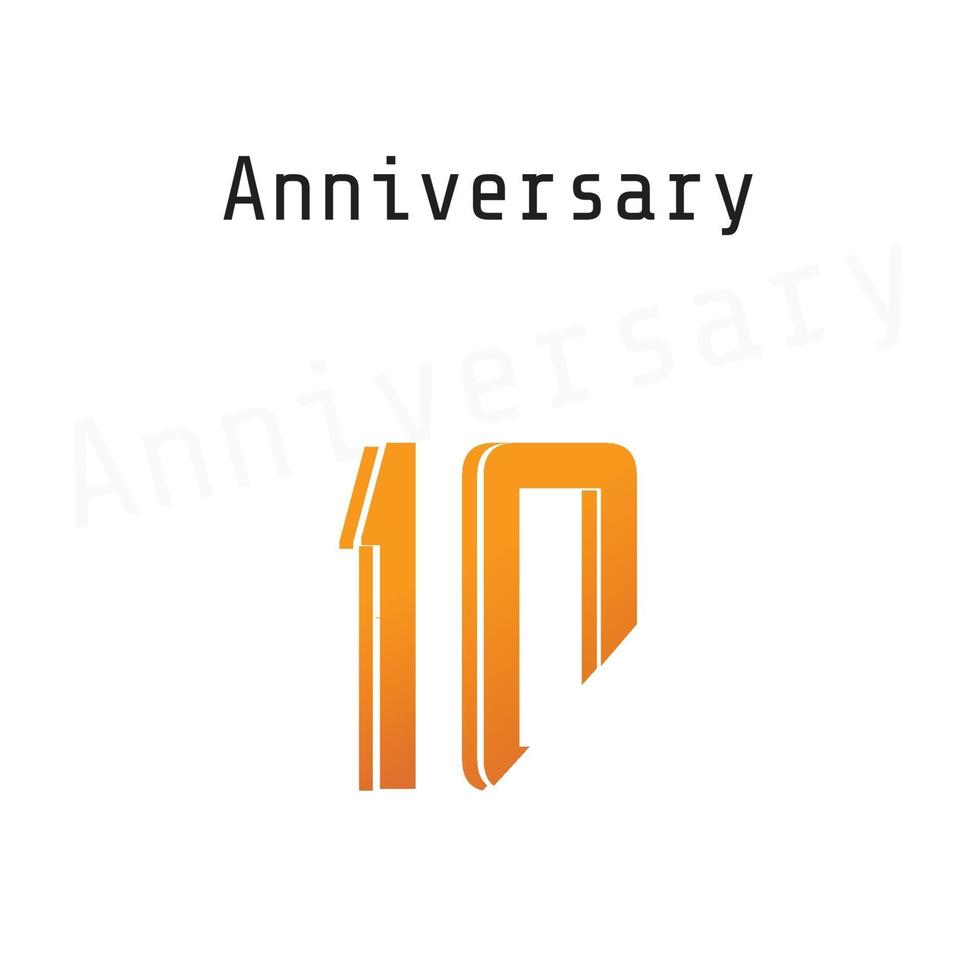 Ilustración de diseño de plantilla de vector de color naranja de celebración de aniversario de 10 años