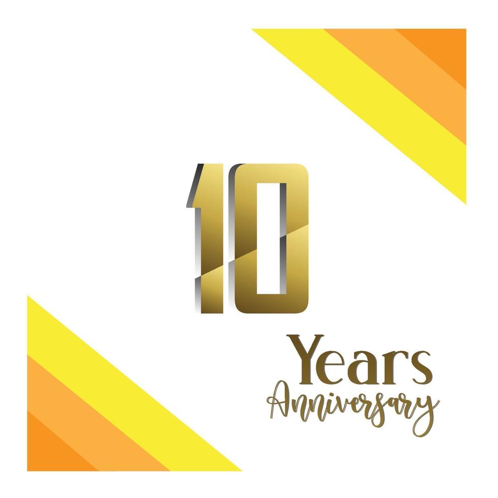 10 Years Anniversary Celebration Gold Color Vector Template Design Illustration