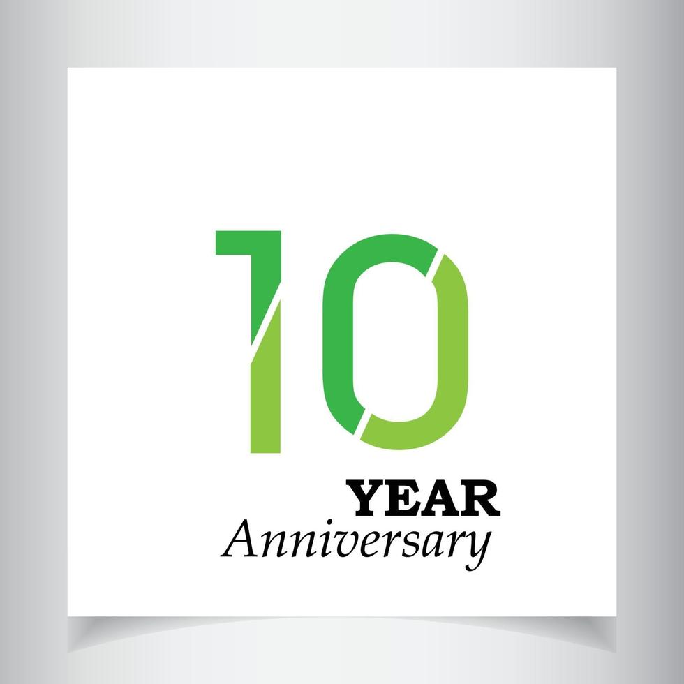 10 Years Anniversary Celebration Green Color Vector Template Design Illustration