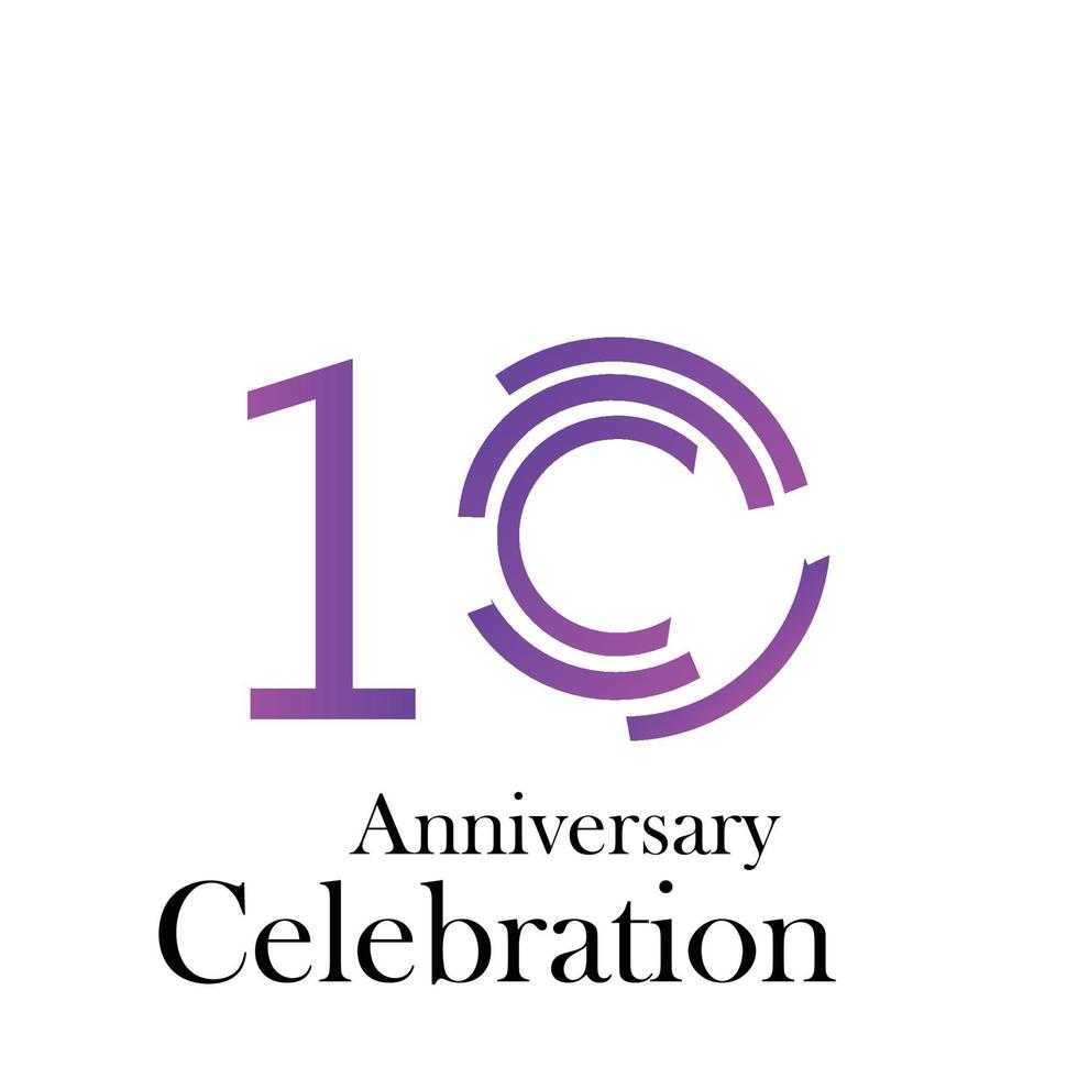 Ilustración de diseño de plantilla de vector de color púrpura de celebración de aniversario de 10 años