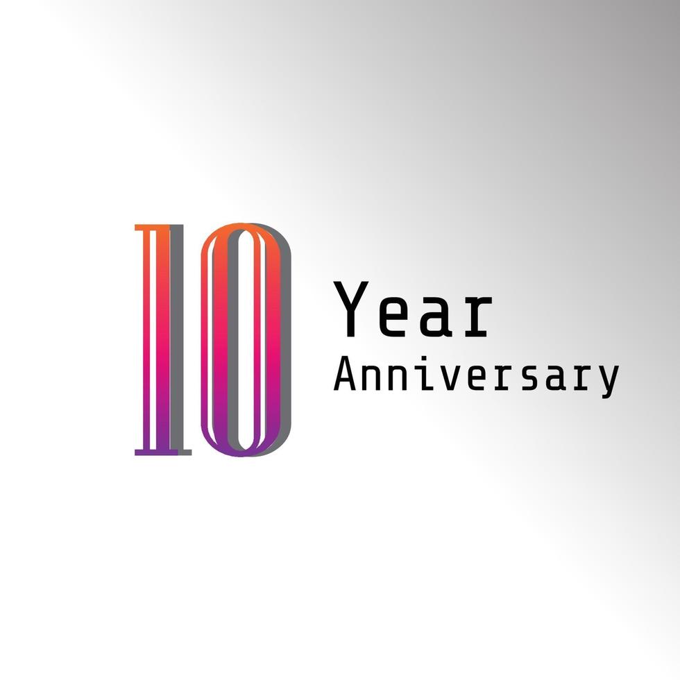 Ilustración de diseño de plantilla de vector de color de celebración de aniversario de 10 años