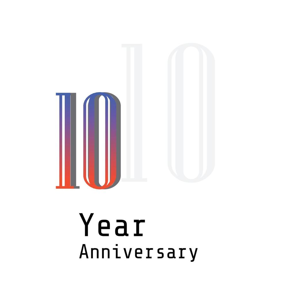 10 Years Anniversary Celebration Color Vector Template Design Illustration