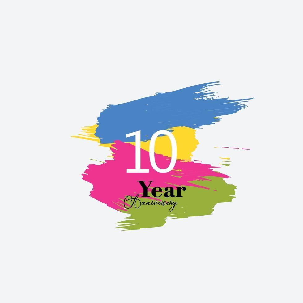 Ilustración de diseño de plantilla de vector de color de celebración de aniversario de 10 años