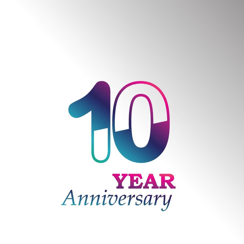 10 Years Anniversary Celebration Color Vector Template Design Illustration