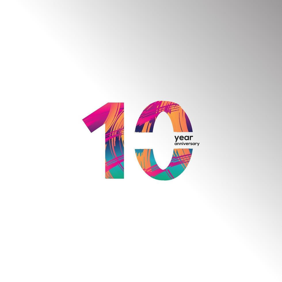 Ilustración de diseño de plantilla de vector de color de celebración de aniversario de 10 años