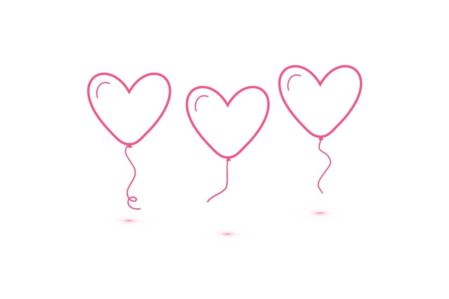 Set of Heart balloons isolated, single linear icon for websites and mobile minimalistic flat design. vector