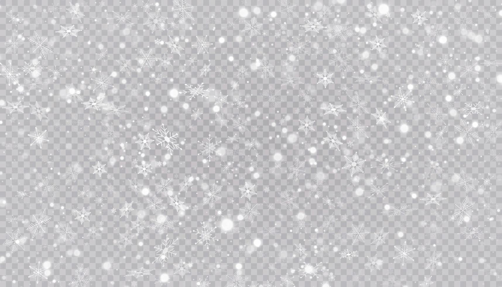 White snow flies. Christmas snowflakes. Winter blizzard background illustration. vector