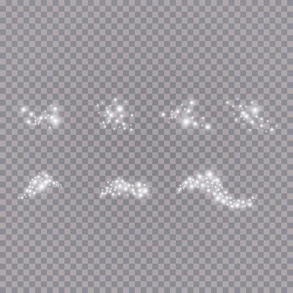 Set of glowing light effects with many glitter particles isolated. Vector star cloud with dust. Magical christmas decoration