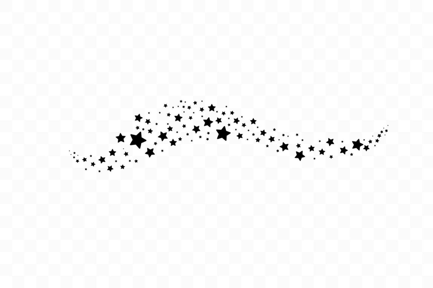Set of golden falling stars. Cloud of golden stars isolated. Vector illustration. Meteoroid, comet, asteroid, stars