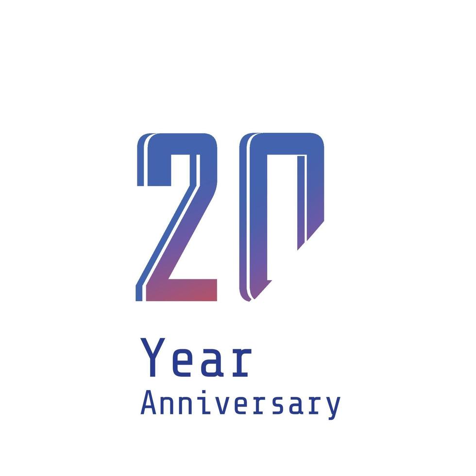 Ilustración de diseño de plantilla de vector de color azul de celebración de aniversario de 20 años