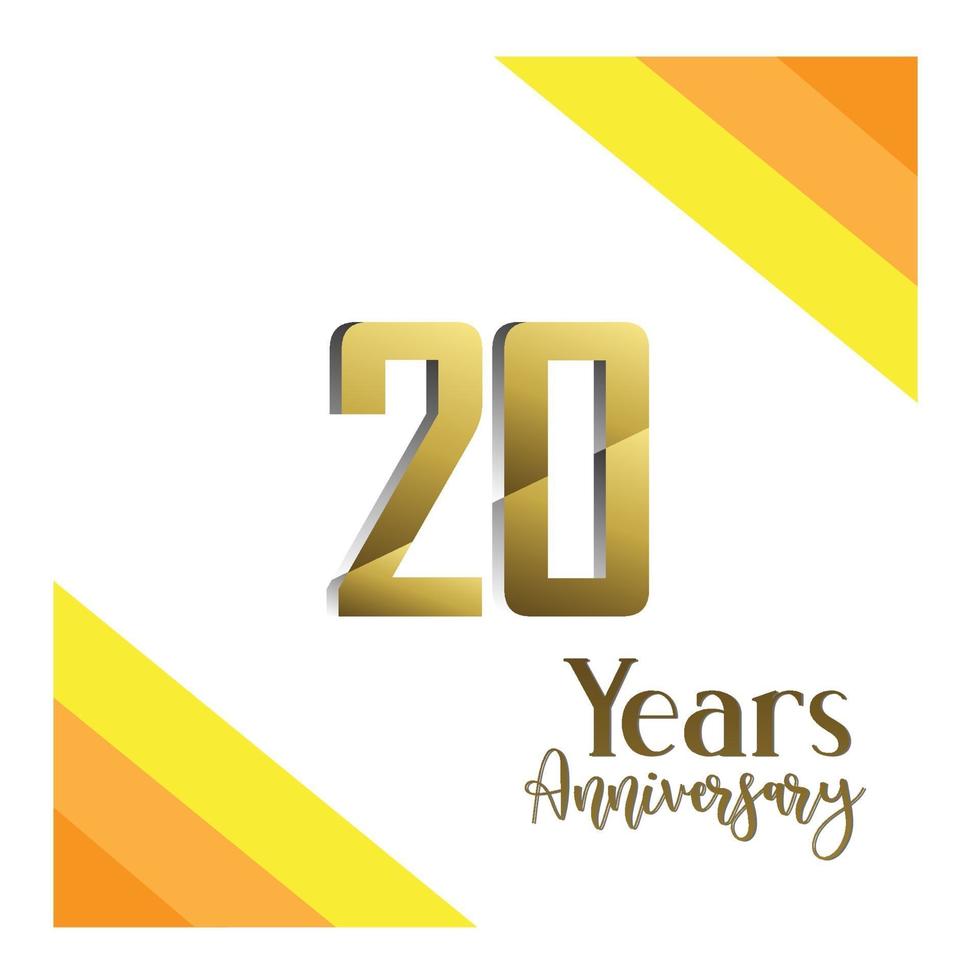 20 Years Anniversary Celebration Gold  Color Vector Template Design Illustration