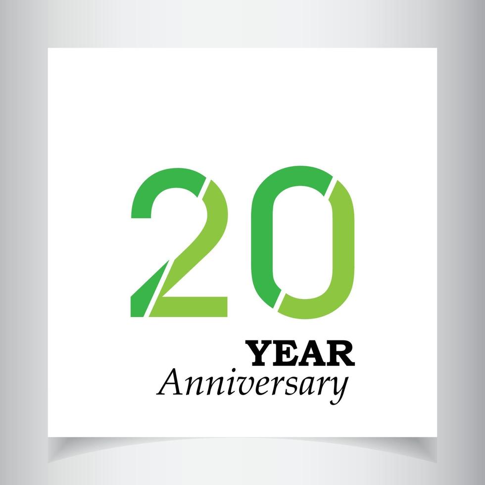 20 Years Anniversary Celebration Green Color Vector Template Design Illustration