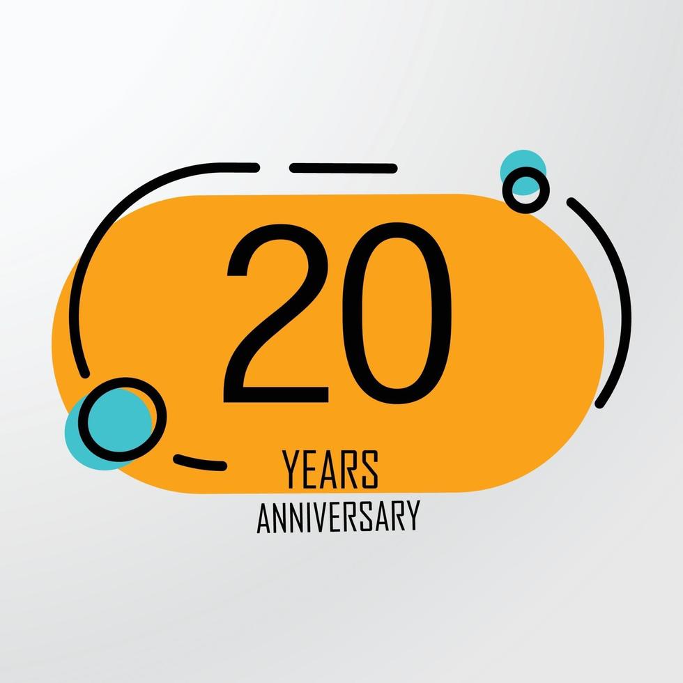 20 Years Anniversary Celebration Orange Color Vector Template Design Illustration