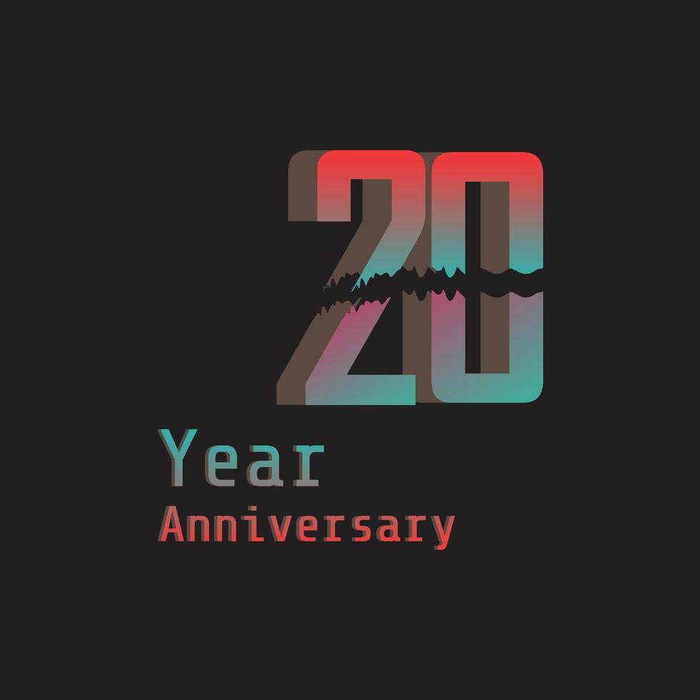 20 Years Anniversary Celebration Rainbow Color Vector Template Design Illustration