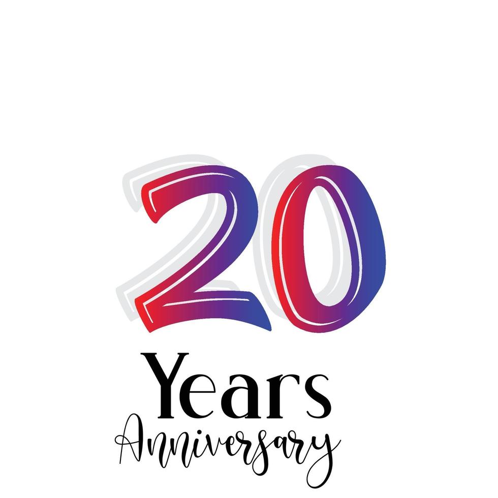 20 Years Anniversary Celebration Rainbow Color Vector Template Design Illustration