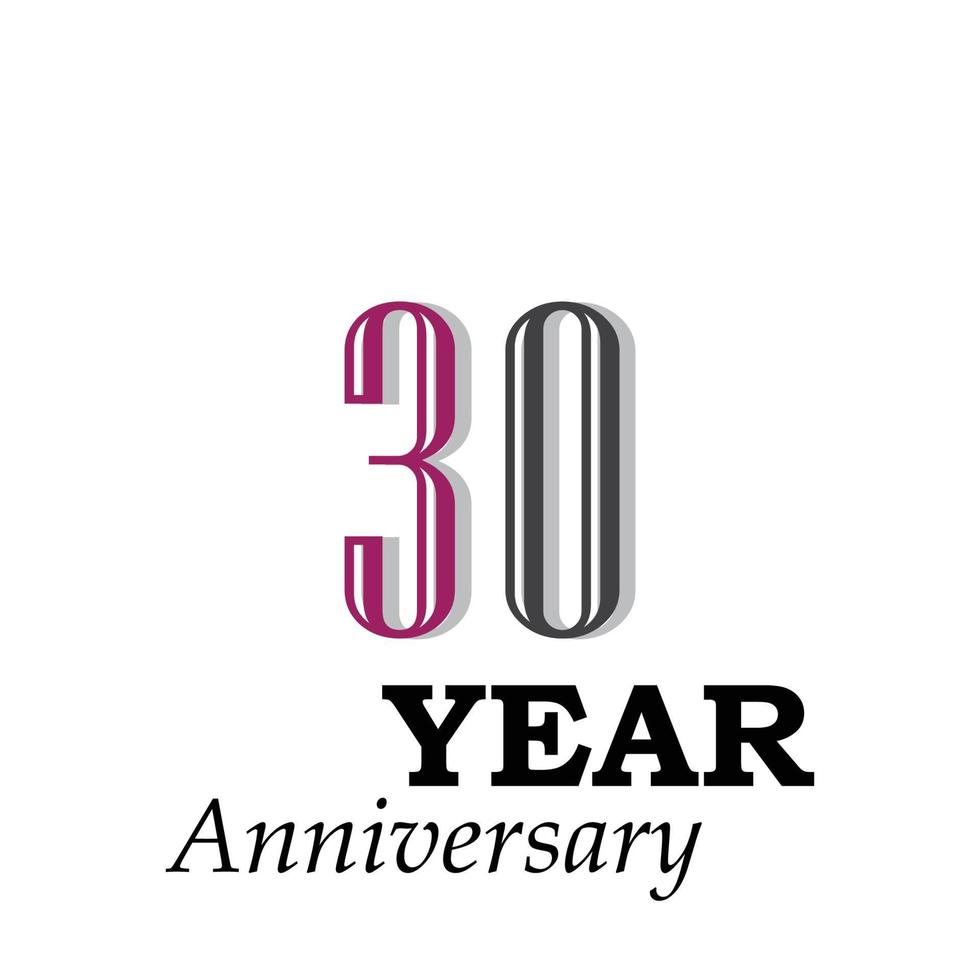 30 Years Anniversary Celebration Color Vector Template Design Illustration