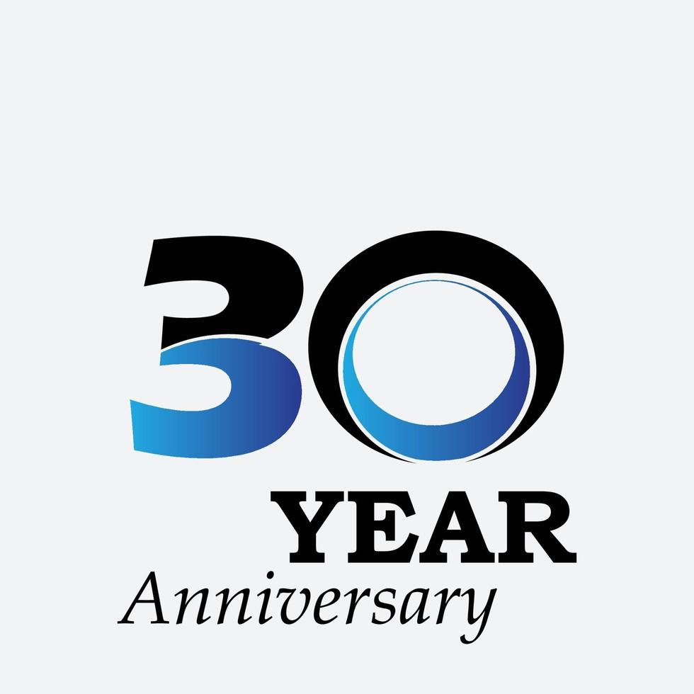 20 Years Anniversary Celebration Black Blue Color Vector Template Design Illustration