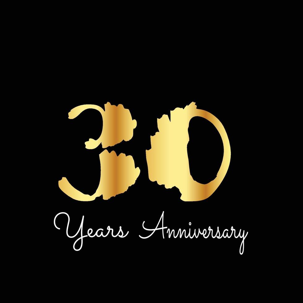 30 Years Anniversary Celebration Gold Black Background Color Vector Template Design Illustration