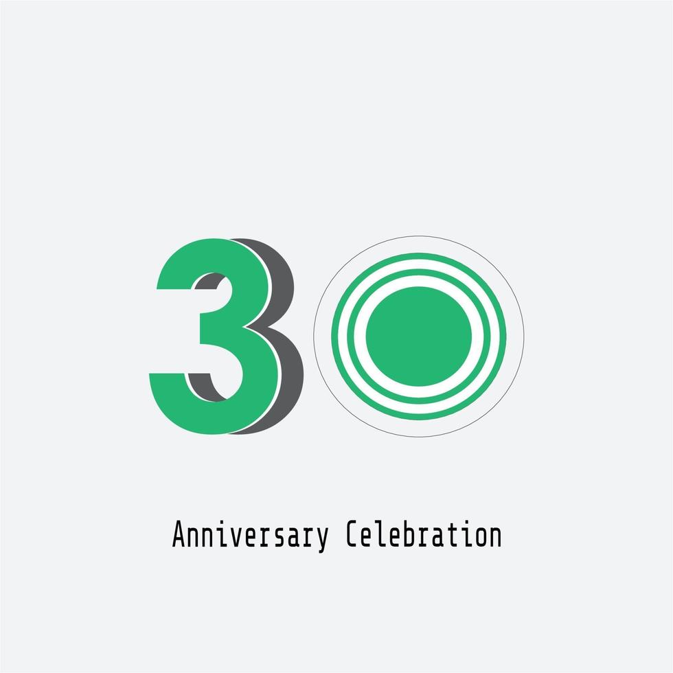 30 Years Anniversary Celebration Green Vector Template Design Illustration