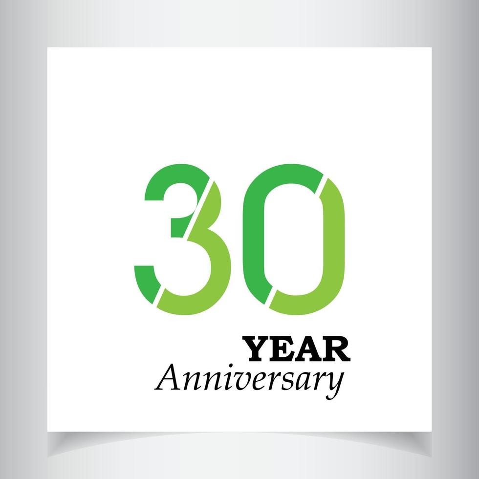 30 Years Anniversary Celebration Green Vector Template Design Illustration