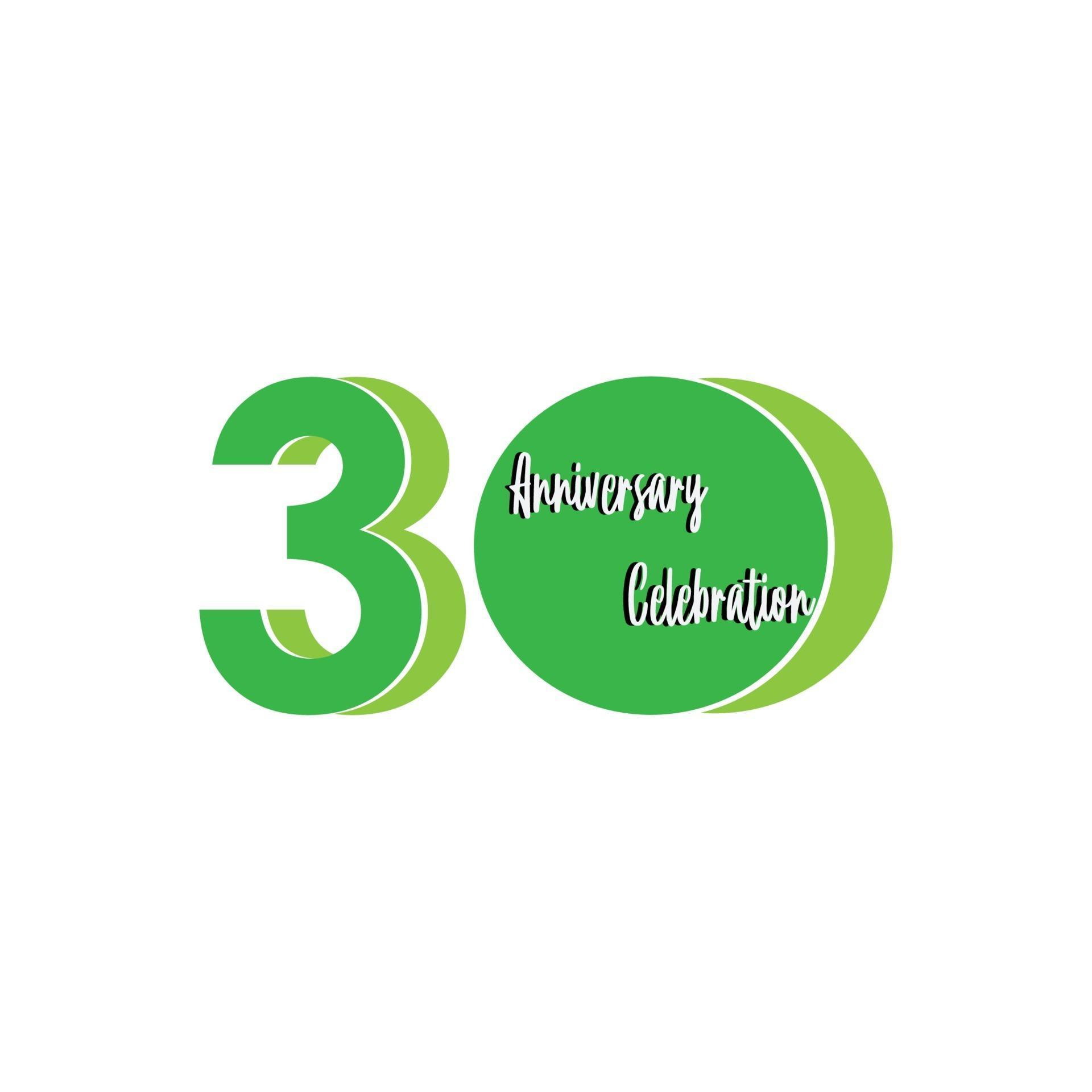 30 Years Anniversary Celebration Green Vector Template Design ...