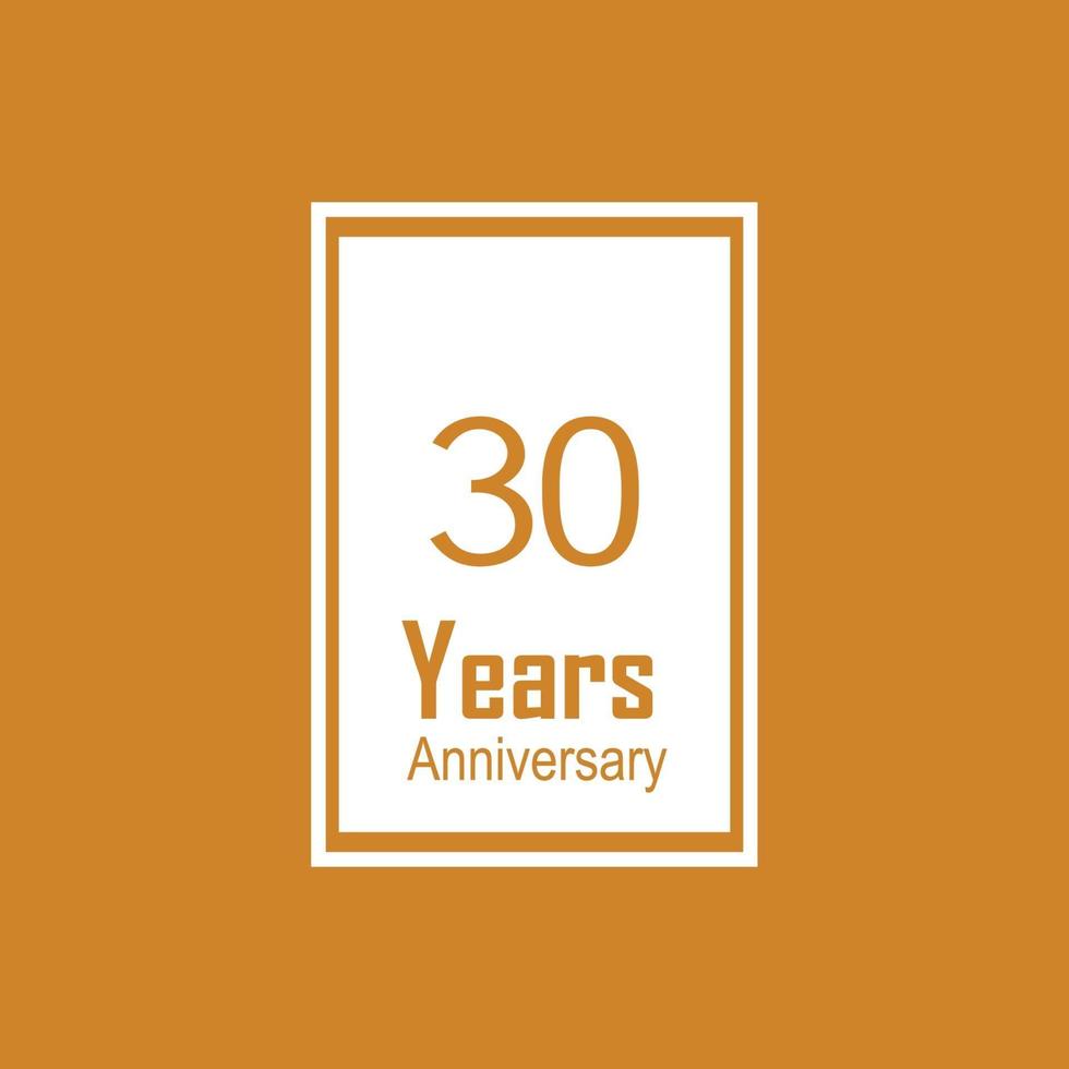 30 Years Anniversary Celebration Orange Vector Template Design Illustration BACK WHITE YEAR 0