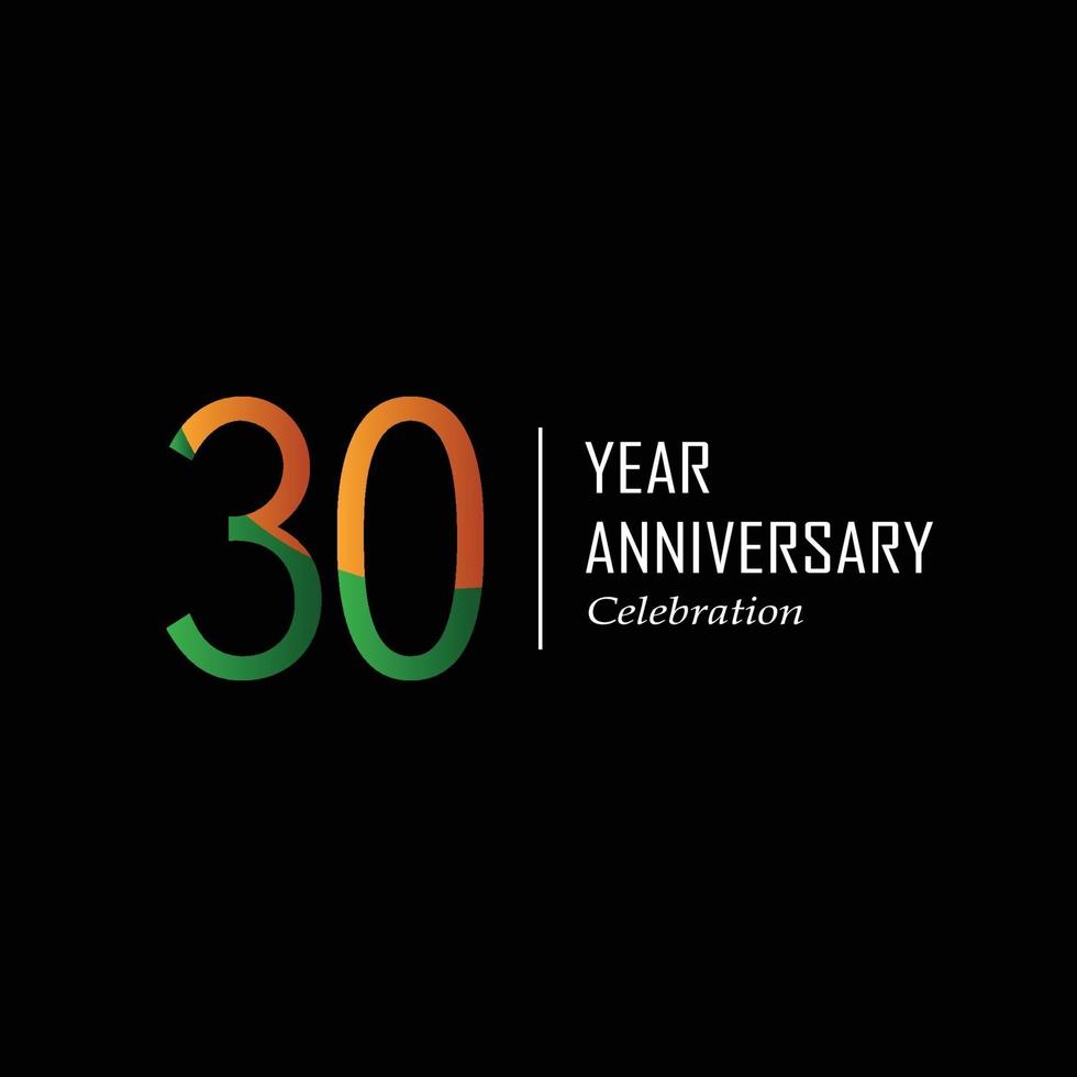 30 Years Anniversary Celebration Orange Vector Template Design Illustration