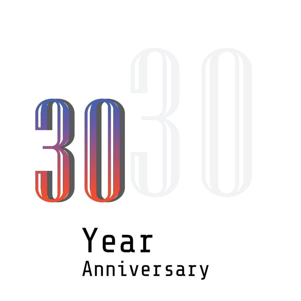 30 Years Anniversary Celebration Vector Template Design Illustration