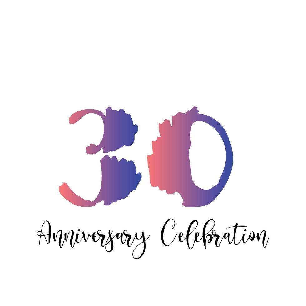 30 Years Anniversary Celebration Purple Color Vector Template Design Illustration