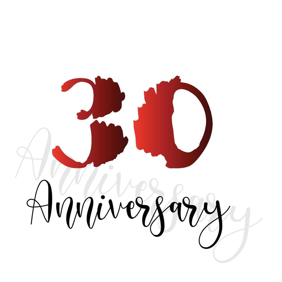 30 Years Anniversary Celebration Red Color Vector Template Design Illustration
