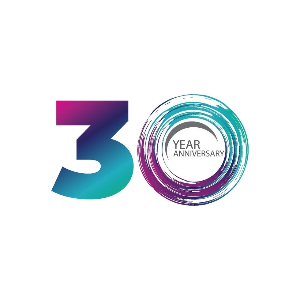 30 Years Anniversary Celebration Color Vector Template Design Illustration