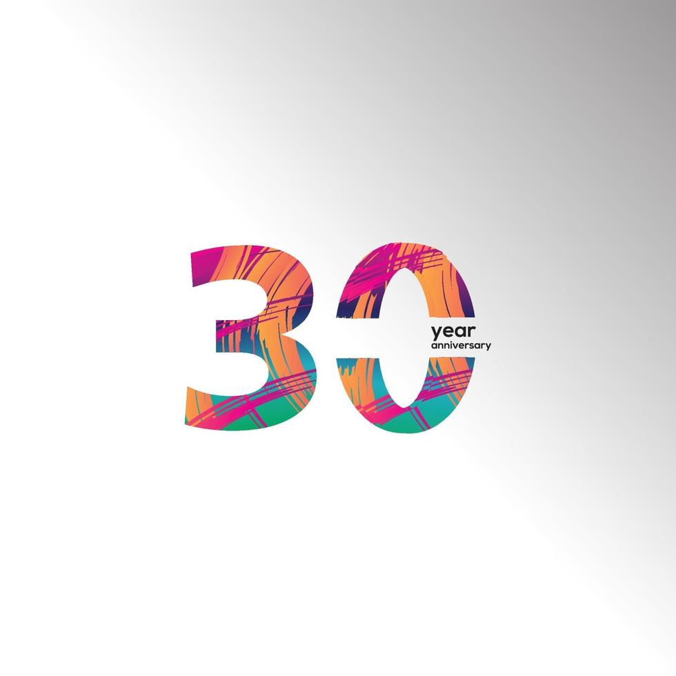 30 Years Anniversary Celebration Color Vector Template Design Illustration