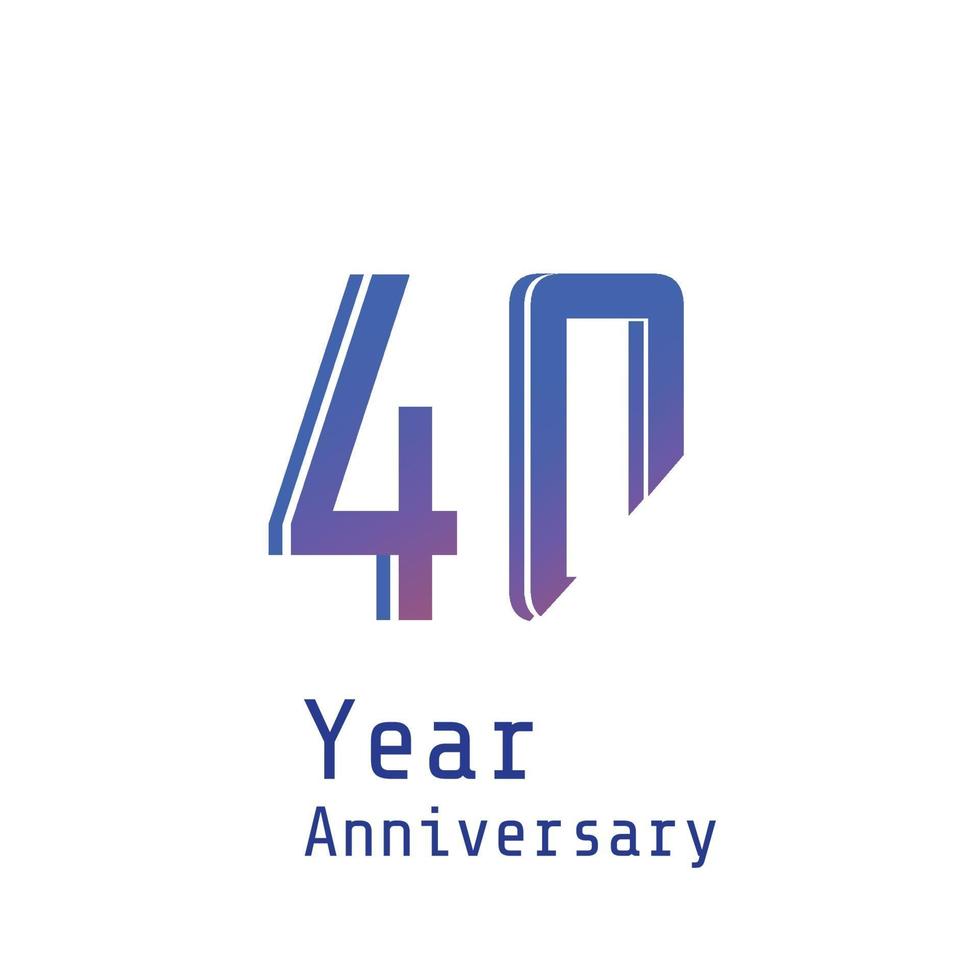 40 Years Anniversary Celebration Blue Color Vector Template Design Illustration