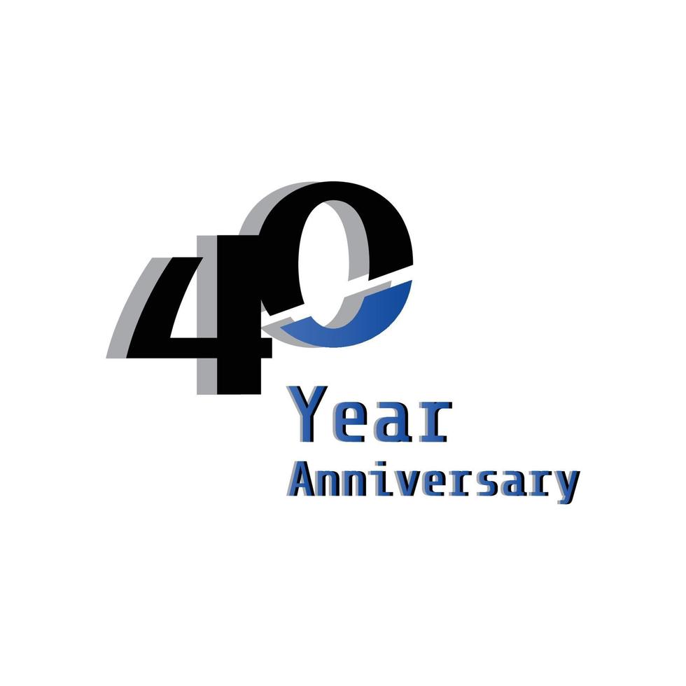 40 Years Anniversary Celebration Black Blue Color Vector Template Design Illustration