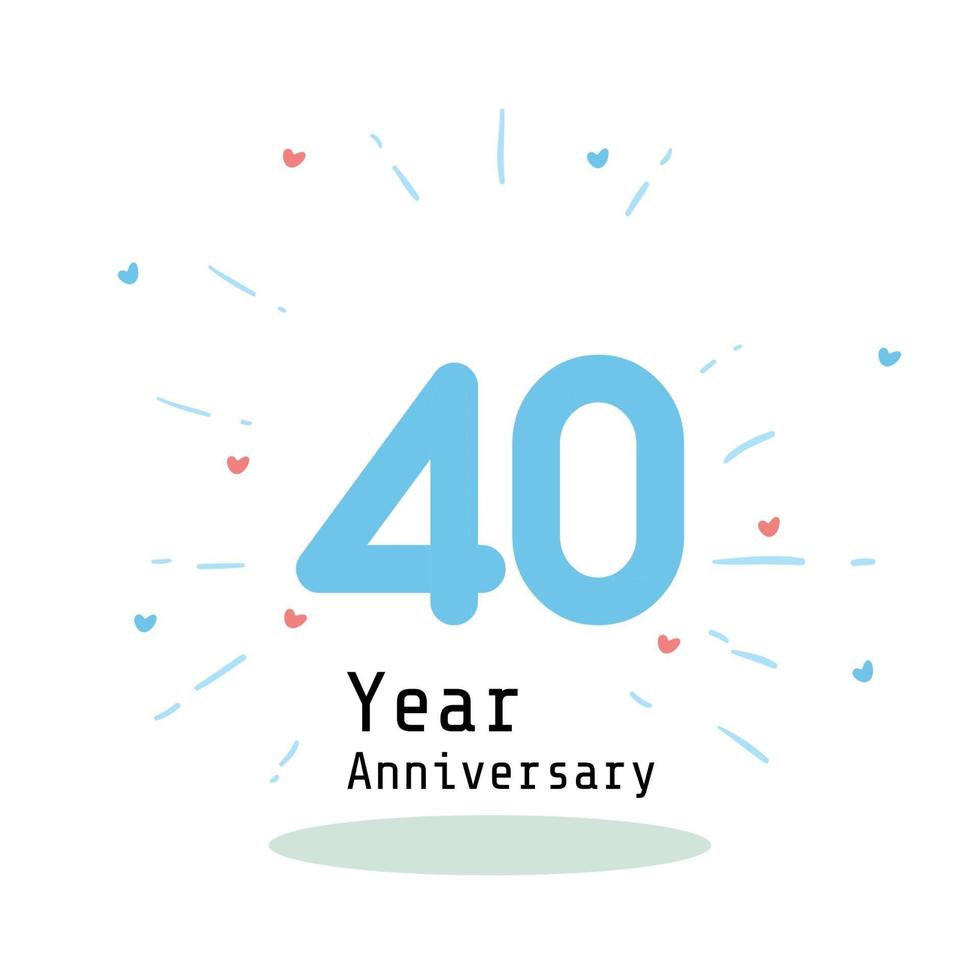 Ilustración de diseño de plantilla de vector de color azul de celebración de aniversario de 40 años