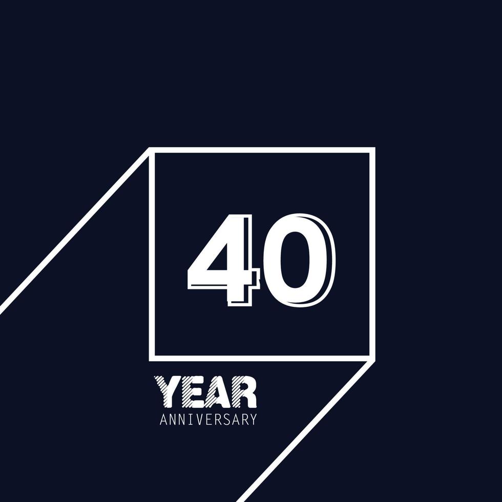 40 Years Anniversary Celebration Blue Color Vector Template Design Illustration