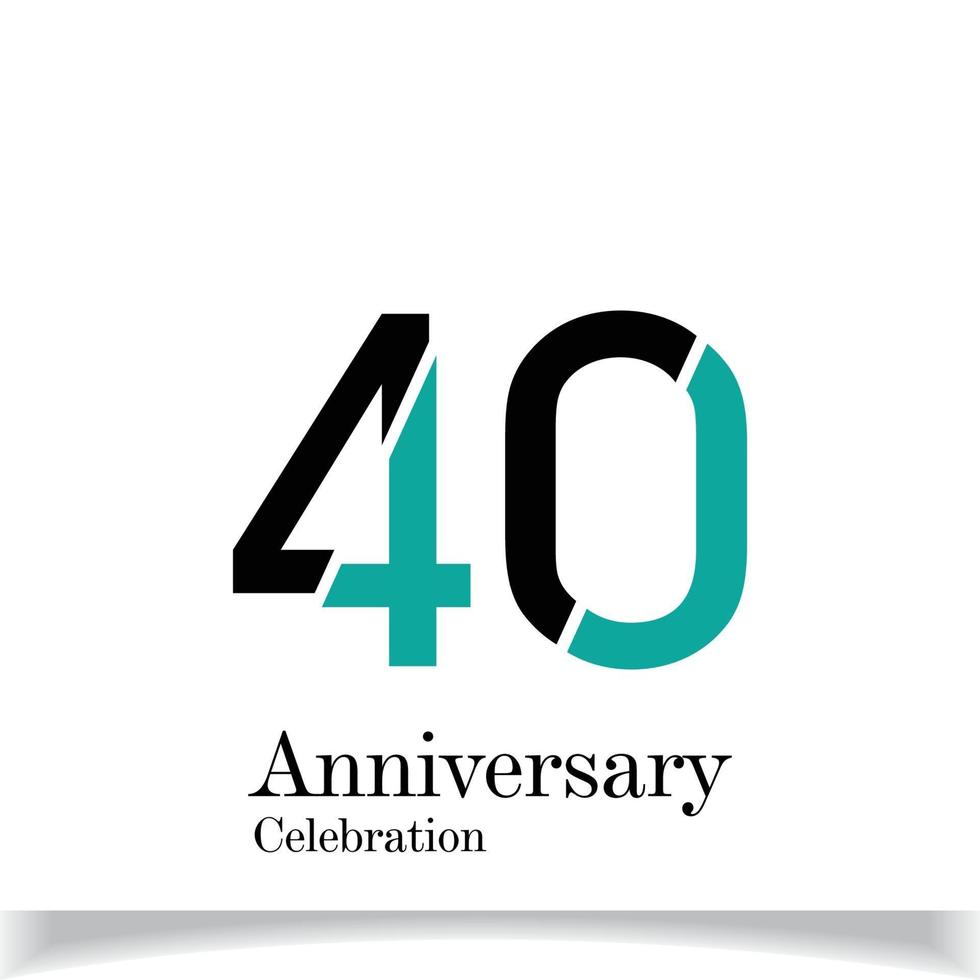 40 Years Anniversary Celebration Black Blue Color Vector Template Design Illustration