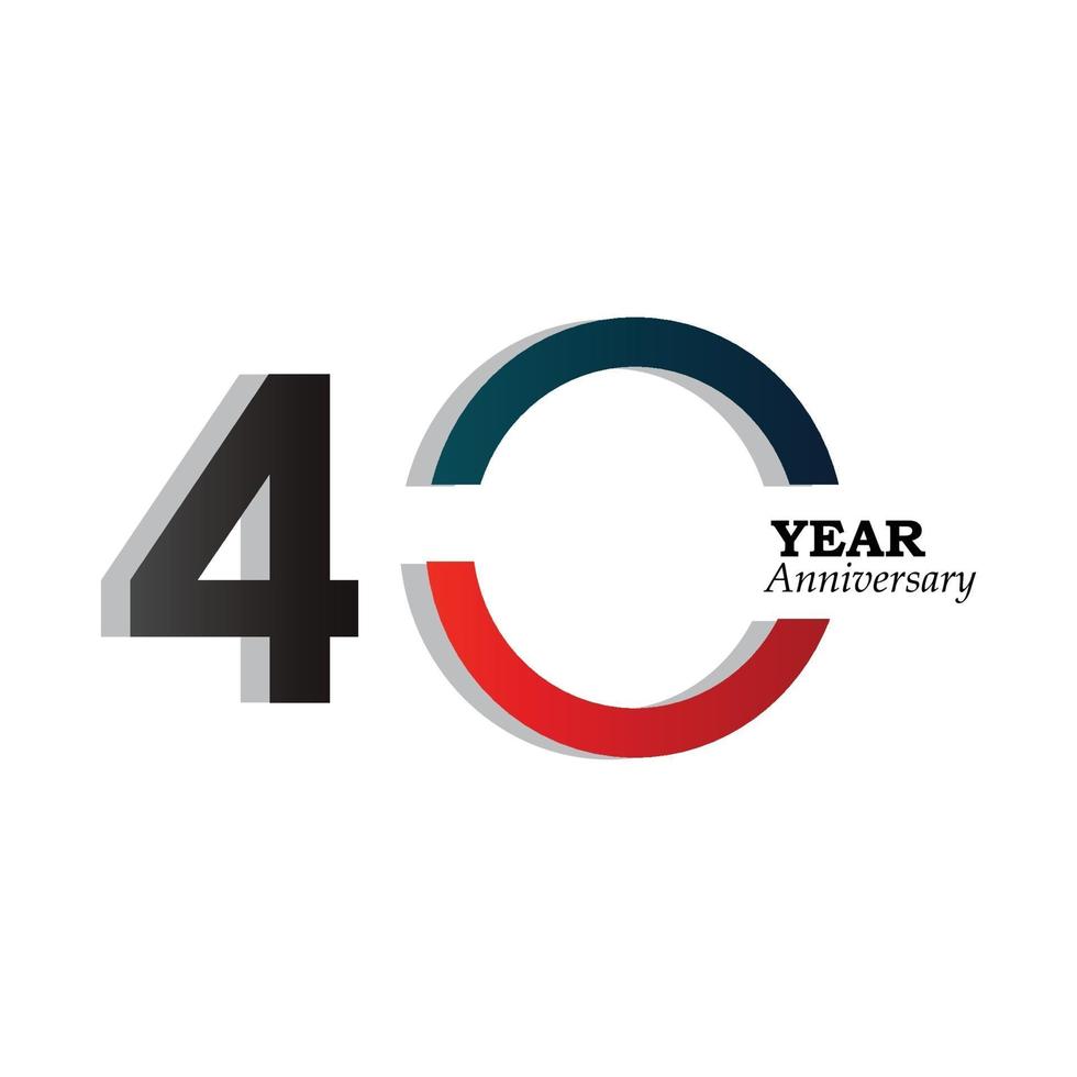 40 Years Anniversary Celebration Black Blue Color Vector Template Design Illustration