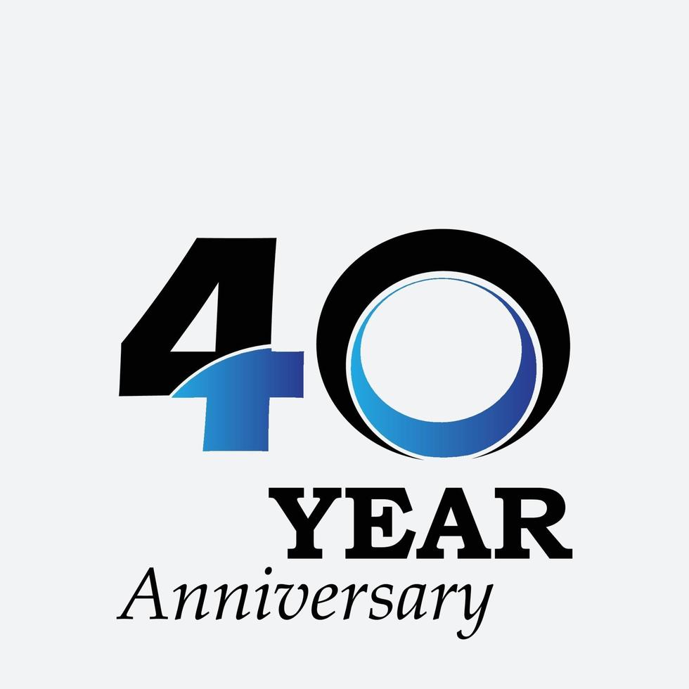 40 Years Anniversary Celebration Black Blue Color Vector Template Design Illustration