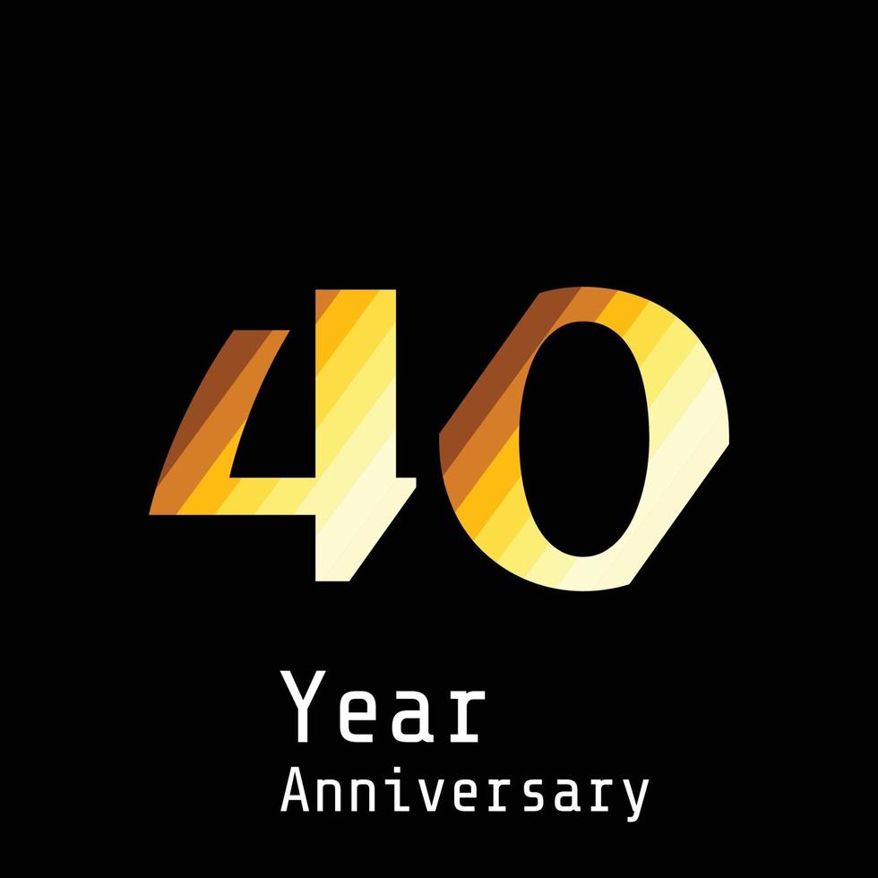 40 Years Anniversary Celebration Gold Black Background Color Vector Template Design Illustration