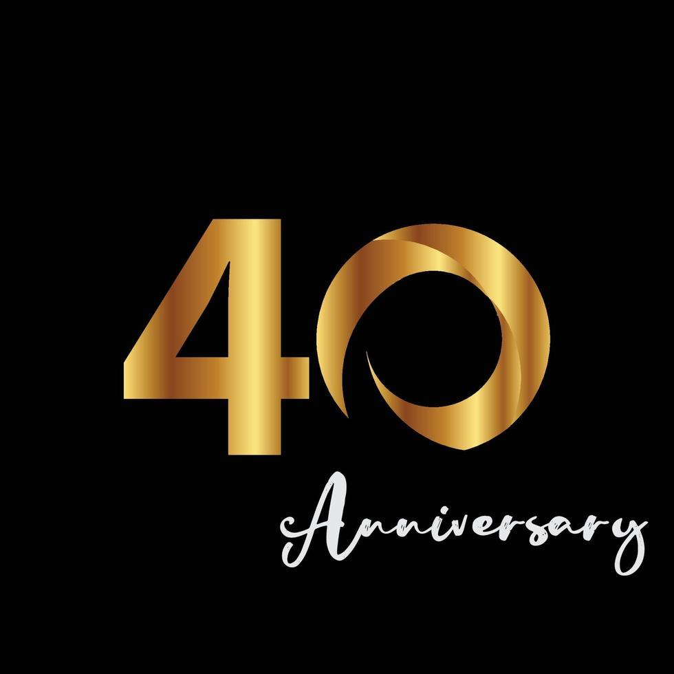 40 Years Anniversary Celebration Gold Black Background Color Vector Template Design Illustration