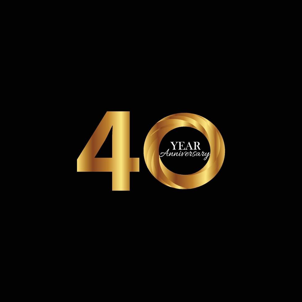 40 Years Anniversary Celebration Gold Black Background Color Vector Template Design Illustration