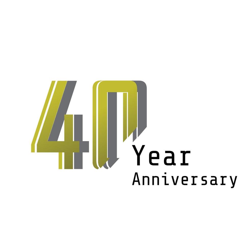 Ilustración de diseño de plantilla de vector de color dorado de celebración de aniversario de 40 años