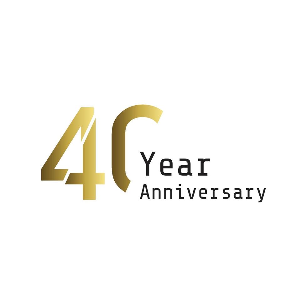 40 Years Anniversary Celebration Gold Color Vector Template Design Illustration