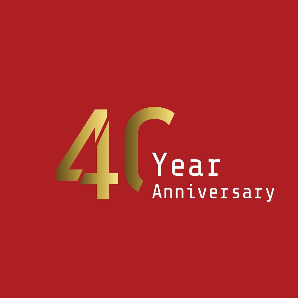40 Years Anniversary Celebration Gold Red Background Color Vector Template Design Illustration