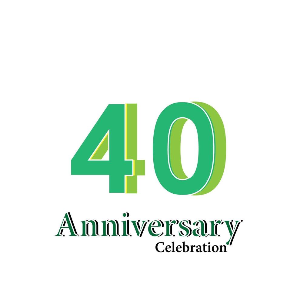 40 Years Anniversary Celebration Green Color Vector Template Design Illustration