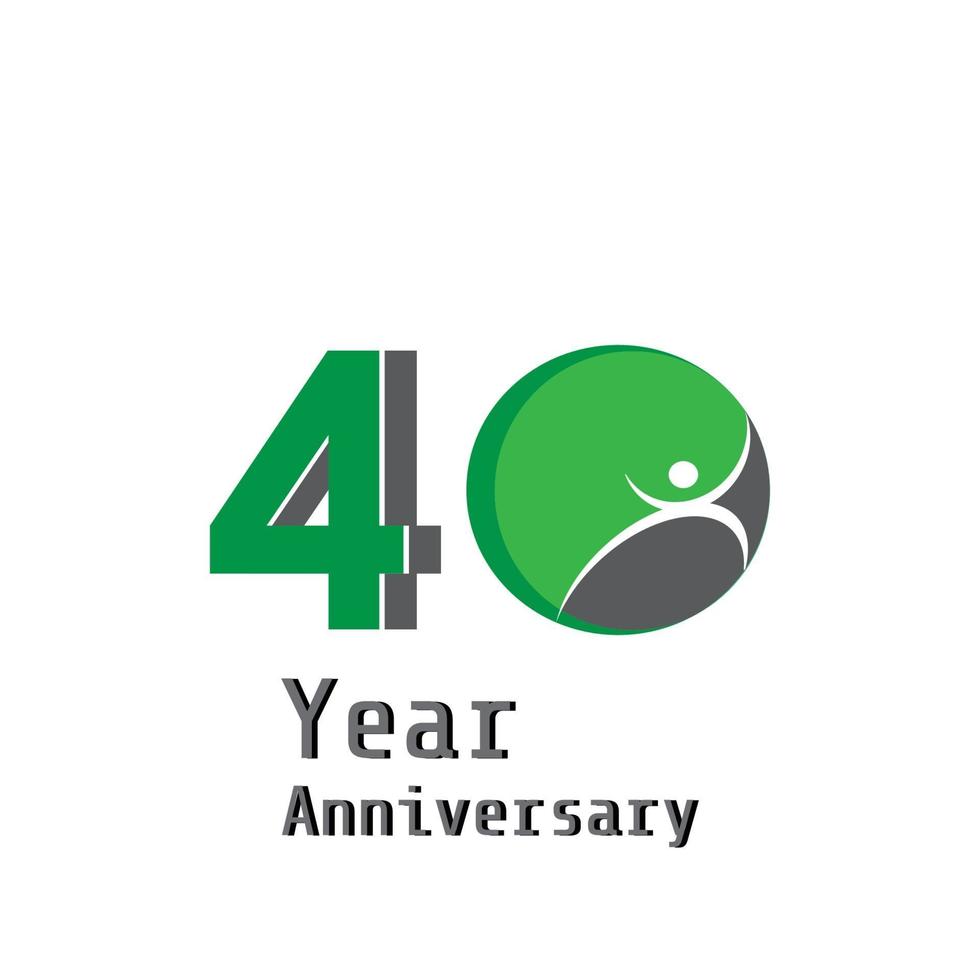 Ilustración de diseño de plantilla de vector de color verde de celebración de aniversario de 40 años