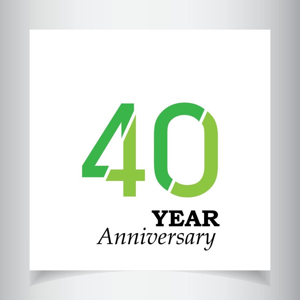 Ilustración de diseño de plantilla de vector de color verde de celebración de aniversario de 40 años