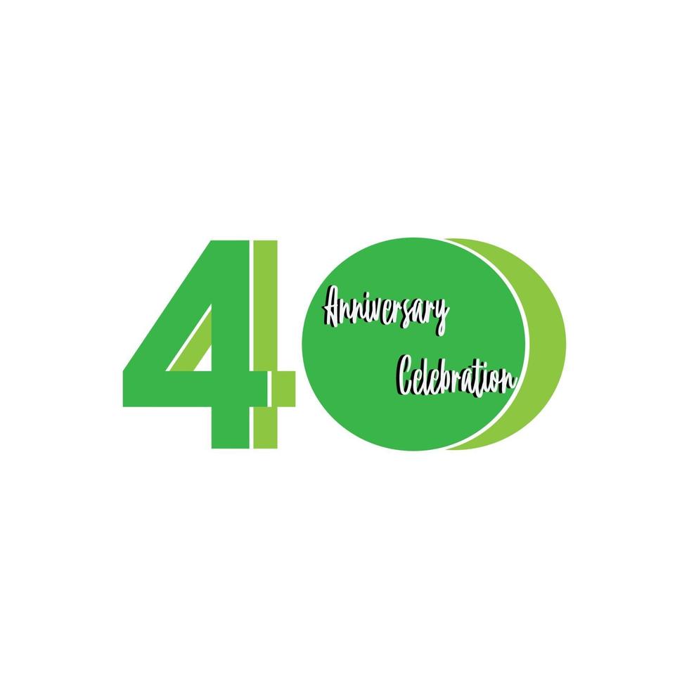 40 Years Anniversary Celebration Green Color Vector Template Design ...
